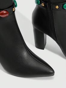 Daringsoles Women's Fashion Commuter High Heel Knee-High Boots - Black - View 5