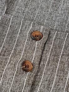 SHEIN Tween Girl Casual Elegant Commute Street Chic Jacquard Striped Button Front Sleeveless Top And Straight Leg Pants Set - Light Grey - View 3