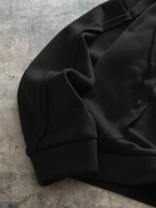 AXEPEAK 男士连帽宽松长袖套头衫，秋冬款 - 黑色 - 查看 4