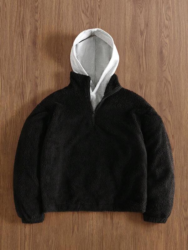 TOKVUE Men's Solid Color Minimalist Casual Stand Collar Long Sleeve Sweatshirt For Winter Vacation Long Sleeve Sweatshirt, For Friends, Husband, Boyfriend Gifts