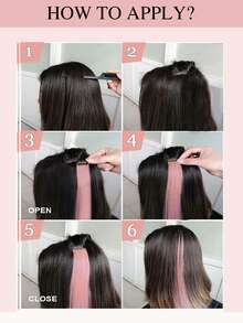 2Pcs Clip In Hair Extensions Real Human Hair 18inch Straight Colorful Hair Extension Clip In Party Highlights Hairpiece Real Hair Pieces For Women Hair Extensions - SPink - View 4