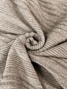 SHEIN Clasi 女式休闲拼色长袖连衣裙，秋季柔软羊毛针织迷你连衣裙 - 杏色 - 查看 9