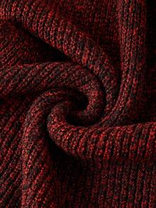 Ellevyn Đầm len dáng chữ A cổ tròn tay kẻ sọc thanh lịch, dáng ôm tôn dáng, thoải mái khi mặc hàng ngày vào mùa thu/đông - Màu Đỏ Sâu - Xem 5