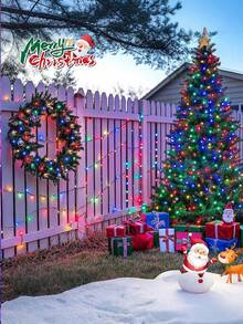 1Pc 20/50/100/200Leds Solar String Lights Outdoor, Green Wire Solar Christmas Lights, 8 Modes Twinkle Fairy Lights Suitable For Stage Lighting Xmas Tree Garden Wedding Decoration Outdoor Camping, Lights Outdoor For Garden Tree Patio Party Christmas Courtyard(Purple/Warm White/White/Multicolor) - Multicolor - View 5