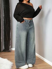 Truni Quần Jeans Ống Rộng Rộng Đa Năng Thường Ngày Có Túi Miếng Dán MOD Plus - Rửa trung bình - Xem 6