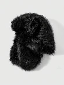 ROMWE Kawaii 1 pièce Chapeau de seau d'hiver en peluche épaisse de couleur unie résistant au vent avec rabats d'oreille, idéal pour la Saint-Valentin - Multicolore - Voir 4