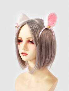 ROMWE Kawaii 4 件套铃铛猫耳朵仿兔毛猫耳朵发夹，猫铃铛装饰发夹，狐狸小猫发饰，猫耳朵爪夹发爪发夹，冬季 - 彩色 - 查看 2