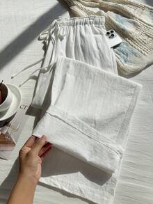 Comfortcana 大码女式抽绳直筒裤