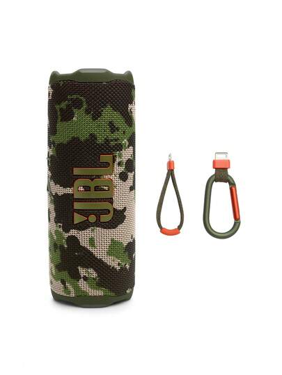 JBL Flip 7 Portable Waterproof and Drop-Proof Speaker, Bold Pro Sound with AI Sound Boost, 16Hrs of Playtime, PushLock System with Interchangeable Accessories, Army Green