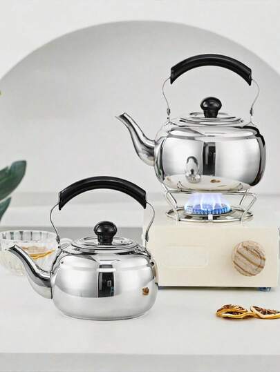 1个带滤网的不锈钢茶壶，用于冲泡和煮茶，耐用的厨房用具，带手柄，现代设计，适用于餐厅、酒店、电磁炉、商用茶壶，也适用于户外和露营。