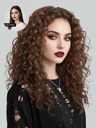 Grunge Punk 5x6 Wear And Go Glueless Wigs Human Hair Pre Plucked Pre Cut Chocolate Brown Lace Front Wigs For Black Women 180 Density Deep Wave Wig Human Hair Colored Curly Wig (Chocolate Brown Color, 20 Inch)