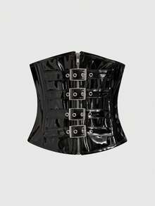 Cuccoo 1 Peça Acessório de Top Cropped Modelador de Cintura Estilo Punk com Fecho de Zíper para Mulheres, Corset Preto Gótico Punk para Vestido, Cinto Modelador de Cintura para Emagrecimento e Controle da Barriga