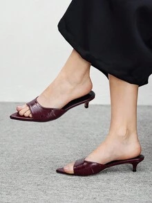 CUCCOO CHICEST Pre-Pointed Toe Slim Heel Women's High Heel Sandals, Versatile - Burgundy - View 2