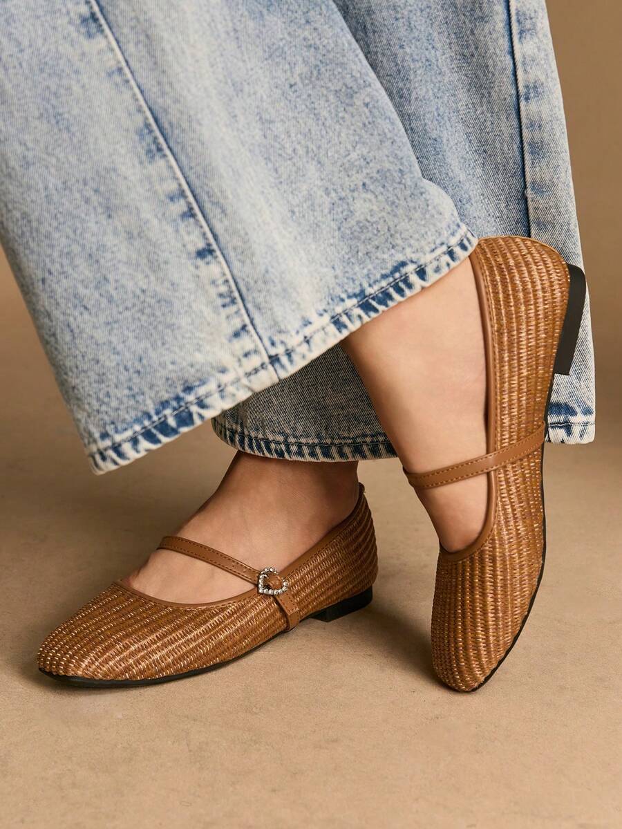 Rosivie 女士休闲百搭通勤简约平底鞋 - 棕色 - 查看 1