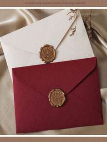 1 Set/10 Sets Deluxe Linen Envelope And Letter Set With Wax Seal - Perfect For DIY Gifts, Wedding Invitations And Office Use - Multicolor - View 9