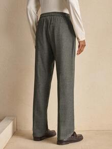 AKNOTIC 男士人字纹休闲裤，时尚百搭，适合圣诞派对、宴会、秋冬季节、送给男友的礼物，营造节日氛围，也适合聚会、通勤等各种场合。灰色男士褶裥西装裤，裤装配饰 - 灰色 - 查看 6