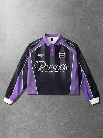 Street Life Polo à manches longues décontracté à demi-zip pour hommes, mode et polyvalent, streetwear