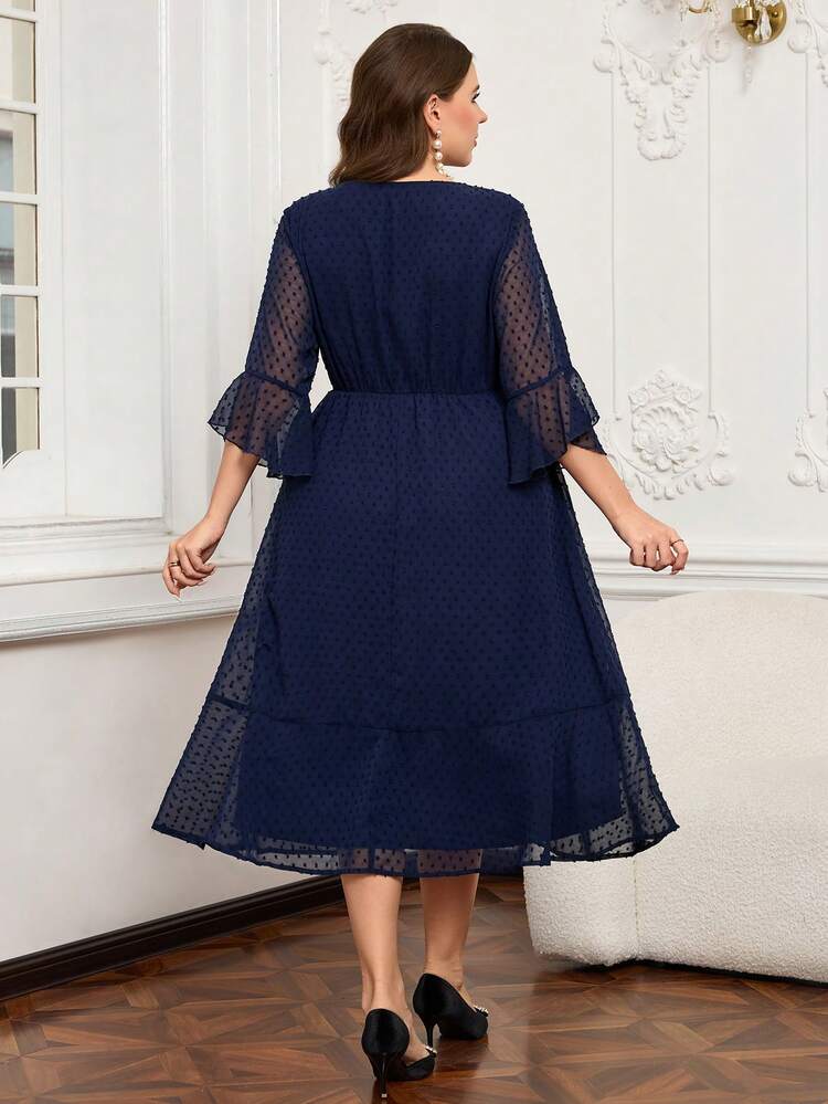 Plus Size Women's Elegant Polka Dot Long Dress Summer Outfits For Women Spring Break Outfits Valentine's Day Outfit Wedding Party Dress Birthday Outfits For Women Elegant Dress Women Holiday Outfits For Women 2026 New Clothes,Simple And Fashionable For Everyday Wear, Plus Size Winter Clothes,Comfortable And Breathable,New Year Clothes,Date Night Outfits Women  Elegant Dress Women,Vacation Outfits Women ,Holiday Outfits For Women,Spring Outfit Women ,Valentine Outfits For Women Navy Blue Wedding