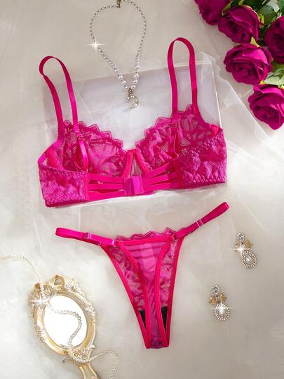 Kanten Patchwork Underwire Verleidelijke BH Slipje Lingerie Set view 2