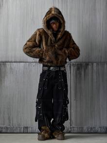 NEON BLANC 男士连帽仿毛皮口袋休闲通勤夹克 - 駝色 - 查看 6