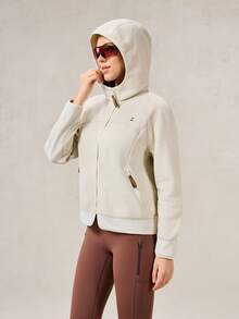 OutZeal 女士冬季保暖户外抓绒圣诞套装长袖露营徒步拉链外套带口袋 - 米色 - 查看 8