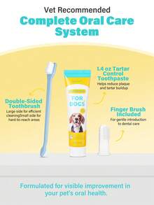PETSIN Kit de cuidado oral para perros - Contiene pasta de dientes para perros, cepillo de dientes de doble cabezal, cepillo de dedo de silicona - (40 ml) ¡Aliento fresco, encías saludables! - Blanco - Ver 3
