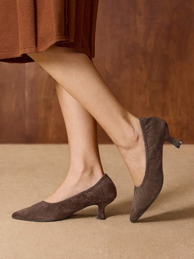 TACONES DE PUNTA FINA DE ANTE PARA MUJER