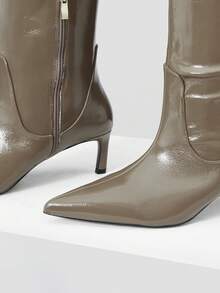 MOTF PREMIUM 2024 NUEVAS BOTAS ALTAS DE TACÓN ALTO CON PUNTA RECTA PARA MUJERES - Caqui - Ver 6