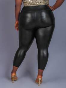 CurvyTilda Collants  noirs avec poches pour femmes grandes tailles, minimalistes, adaptés pour Noël, Thanksgiving, la Saint-Valentin, leggings, taille haute, collants, déplacements, vacances, soirées, sport, poches, pantalons, usage quotidien, déplacements, tenue de travail, pour l'hiver - Noir - Voir 2