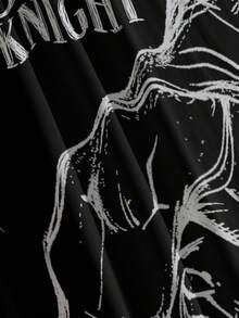 BATMAN X SHEIN 男士休闲字母与人物图案圆领短袖 T 恤，夏季 - 白色 - 查看 7