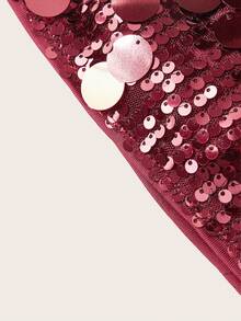 SHEIN ICON Black Bodycon High Waist Super Short Women's Mini Skirt Burgundy Skirt Sequin Skirt - Burgundy - View 3