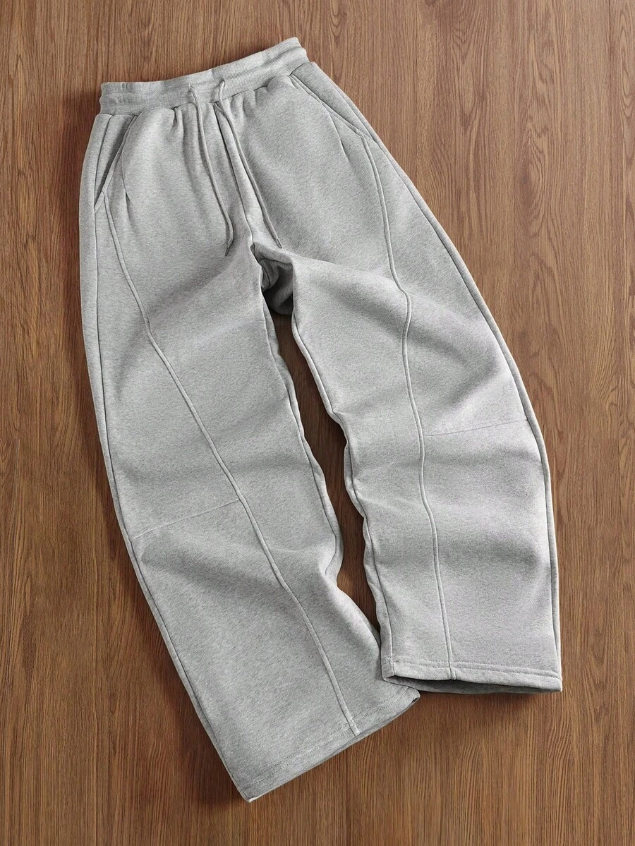 Manfinity Hypemode Pantaloni della tuta casual da uomo con coulisse in vita e tasche, pantaloni della tuta grigi ampi - Grigio Chiaro - Visualizzare 1