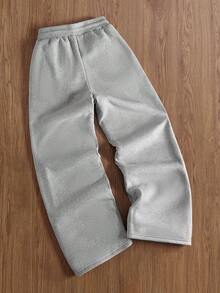 Manfinity Hypemode Pantaloni della tuta casual da uomo con coulisse in vita e tasche, pantaloni della tuta grigi ampi - Grigio Chiaro - Visualizzare 2