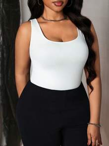 Truni Top tank de cuello scoop unicolor - Blanco - Ver 5