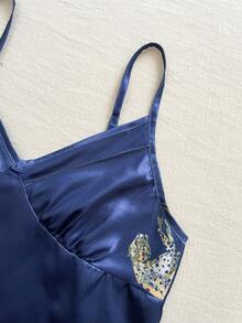 Women Leopard Print Camisole Top And Pants Pajama Set, Comfortable