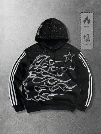 بلوزة هودي كاجوال مخططة مناسبة للربيع والخريف والشتاء، يمكن ارتداؤها من الجنسين