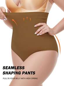 Damen Shapewear Unterteil in Große Größen mit hoher Taille, einfarbig minimalistisch für den Alltag - Kaffeebraun - Übersicht 4