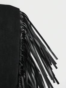 FeverCity Men's Solid Color Fringe Decor Personalized Fashion Pants - Black - View 6