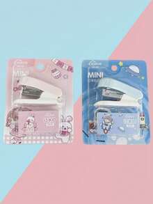 1个/2个装小型卡通订书机及订书钉，经典设计，适合办公学习、学校用品、圣诞礼物、返校季使用 - 彩色 - 查看 3