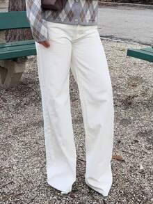Jeta Ari Low Waist Oversized Wax Coated Jeans 90's Y2k Spring Summer Casual Western Concert Festival Holiday Fall Autumn Winter Nashville Oasis Work Office - White - View 6