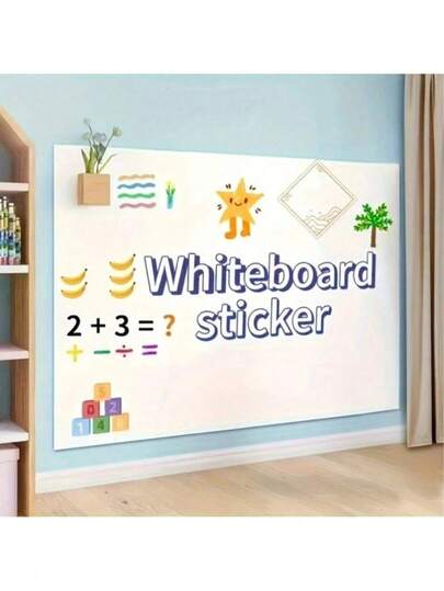 1 Roll Thick Self-Adhesive, Whiteboard Wall Sticker - Detachable, Comes With 5 Black Water-Based Pens, Made Of Thick Vinyl Material,Suitable For Writing And Drawing, Used In Office And Home Decoration