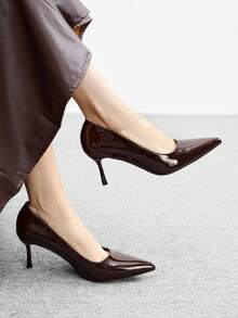 CUCCOO BIZCHIC Damskie szpilki z wąskim noskiem w kolorze kawy, minimalistyczne, wygodne, do pracy, uniwersalne, do biura, eleganckie, seksowne, modne, wysokie obcasy, idealne do pracy, na imprezę, bankiet