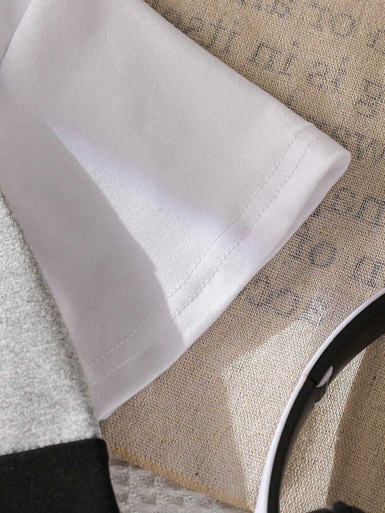 2pcs/Set Young Boys' Casual Comfortable Versatile Black White Gray Contrast Letter Graphic Short Sleeve T-Shirt And Pants Set, Suitable For Spring, Summer, Autumn - Black and White - View 4