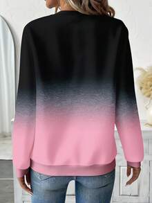 EMERY ROSE Plus Size Women Casual Textured Striped Print Zip-Up Crew Neck Sweatshirt, American Minimalist Style Women Sweatshirts Women Long Sleeve Tops Winter Tops For Women Pullover For Women - Multicolor - View 2