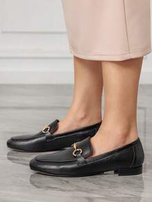 Sleekvia 女士时尚百搭休闲简约平底鞋 - 黑色 - 查看 4