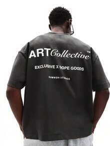 SUMWON 优质重磅基础款短款圆领短袖T恤，背面印有文字