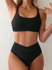 Swim Chiccia Women's Solid Color Bikini Set For Beach Vacation For Summer