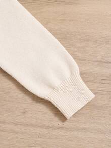 Baby Girl Casual Long Sleeve Round Neck Pullover Sweater And Long Pants Two Piece Set,In Fall/Winter - Beige - View 6