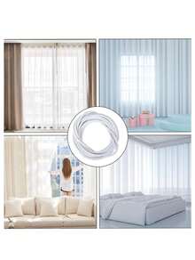 Coated Curtain Wire Rope - 2/5/10/30M Break-Resistant Tie Back Cord With Hooks, Durable Steel Cable For Shower & Window Drapery - White - View 6
