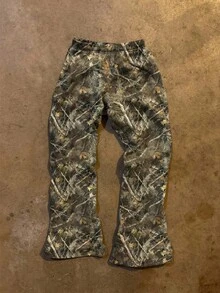 INAWLY 女士时尚休闲树枝印花字母贴片松紧腰喇叭裤 - 彩色 - 查看 2